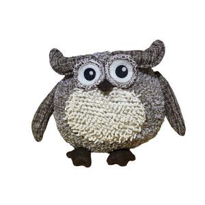 Northlight‎ Brown Plaid 6” Owl Textured Ivory Plush Table Top Christmas Figure